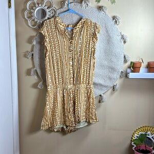 Cream and gold aztec print romper